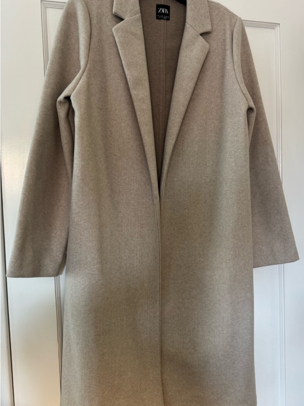ZARA minimalist taupe/wheat long lightweight overcoat
